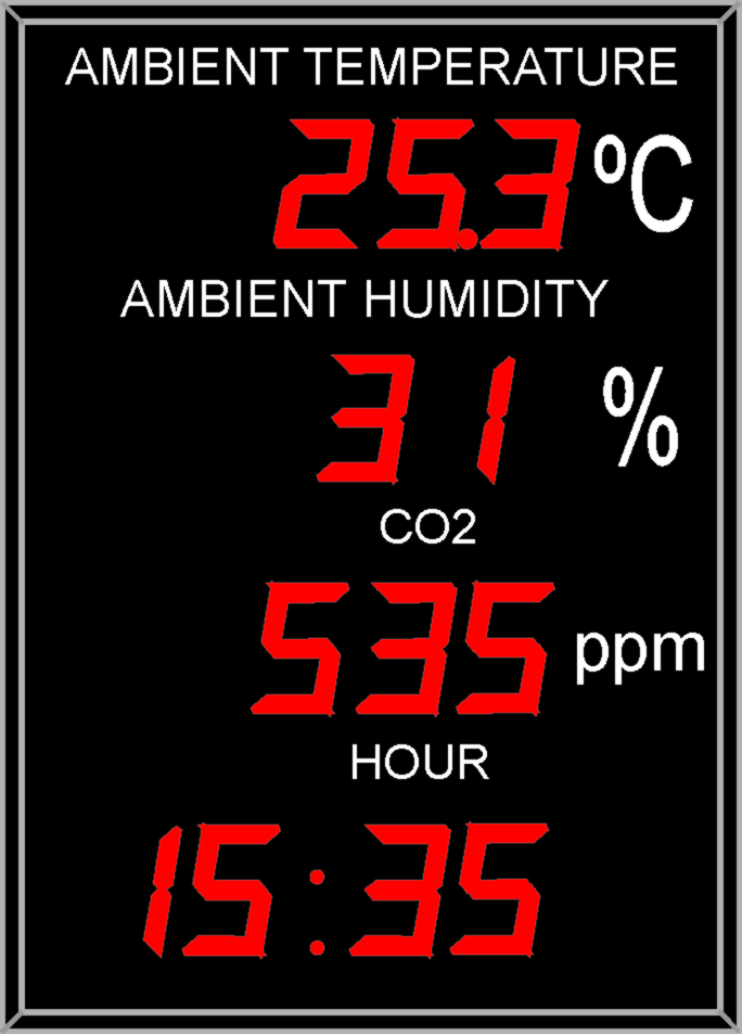 Large format temperature , humidity ,CO2 and clock swimming pool display thermometer