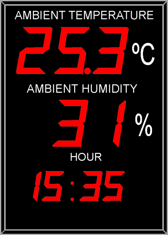 Large format temperature , humidity and clock swimming pool display thermometer