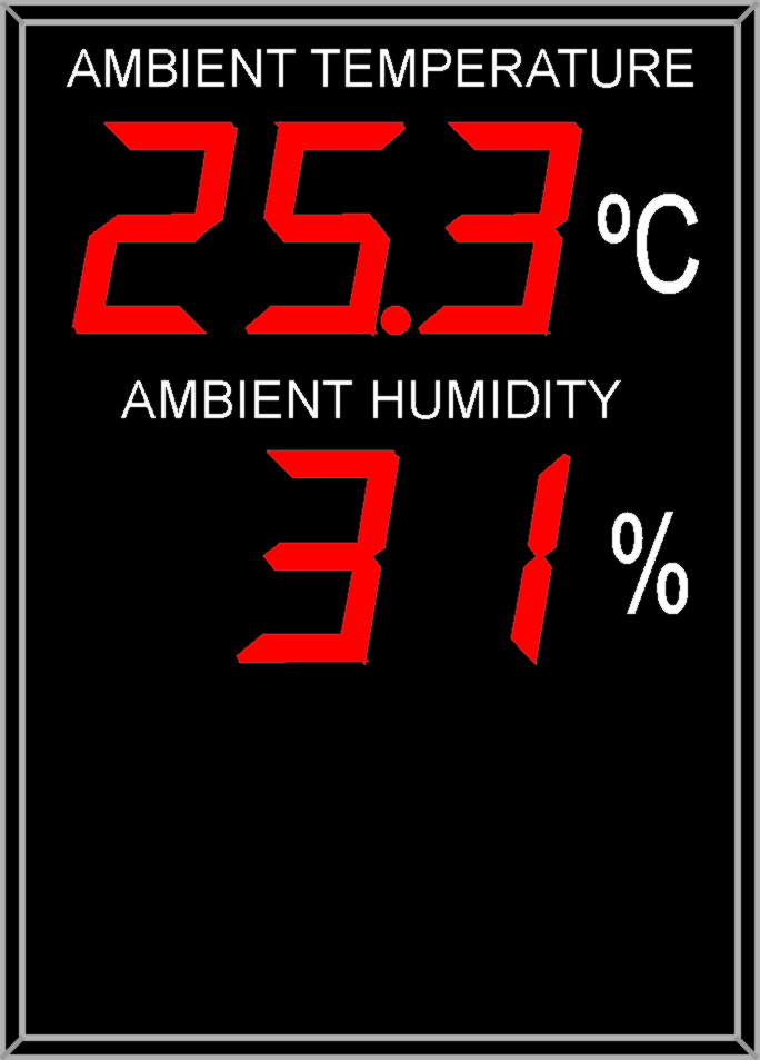 Indicador/ visualizador displays segmentos DTH Temperatura y Humedad segun RITE RD1826