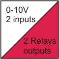 2 entradas analgicas de 0-10V, 2 salidas de rels.