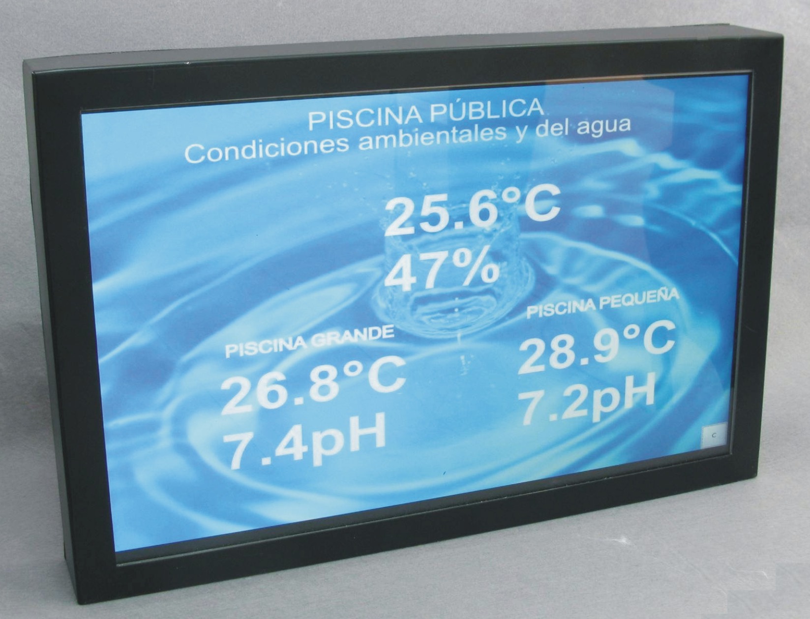 Temperature and humidity large display TFT/LCD/LED screen indicator for pools. RITE.