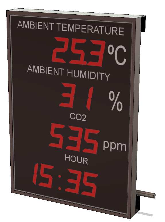 Large format temperature, humidity , CO2 and watch display thermometer indicator