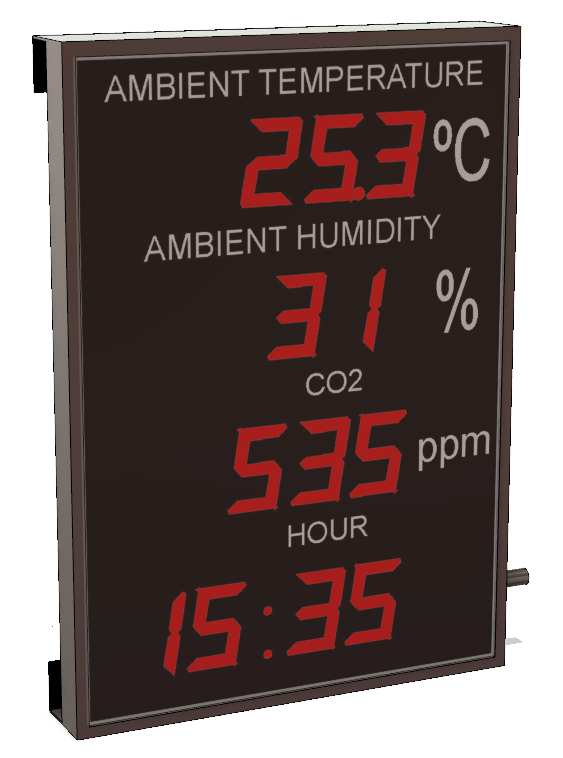 Large format temperature, humidity , CO2 and watch display thermometer indicator
