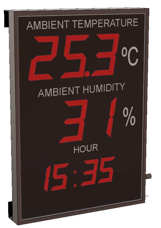 Large format temperature, humidity and CO2 display thermometer indicator
