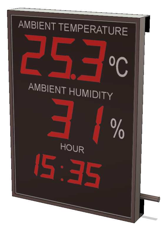 Large format temperature, humidity and CO2 display thermometer indicator