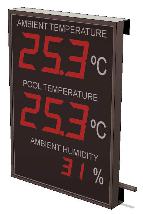 Large format water  temperature ,ambient temperature, humidity and clock swimming pool display thermometer