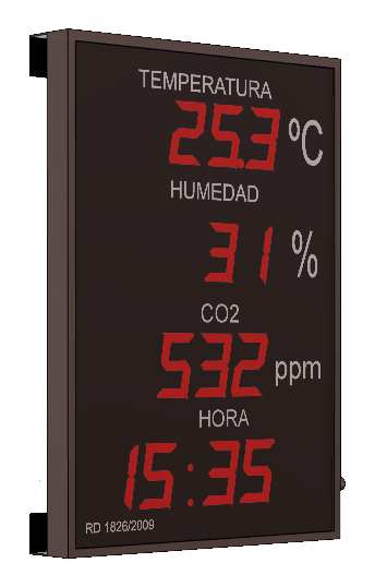 Indicador/ visualizador displays segmentos DTH Temperatura , Humedad ,CO2 y Hora para piscinas