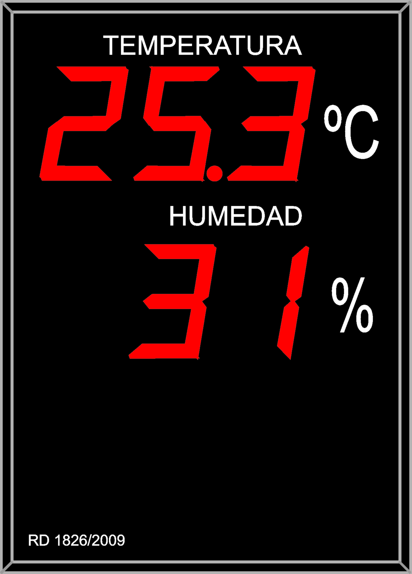 Indicador/ visualizador displays segmentos DTH Temperatura y Humedad para piscinas